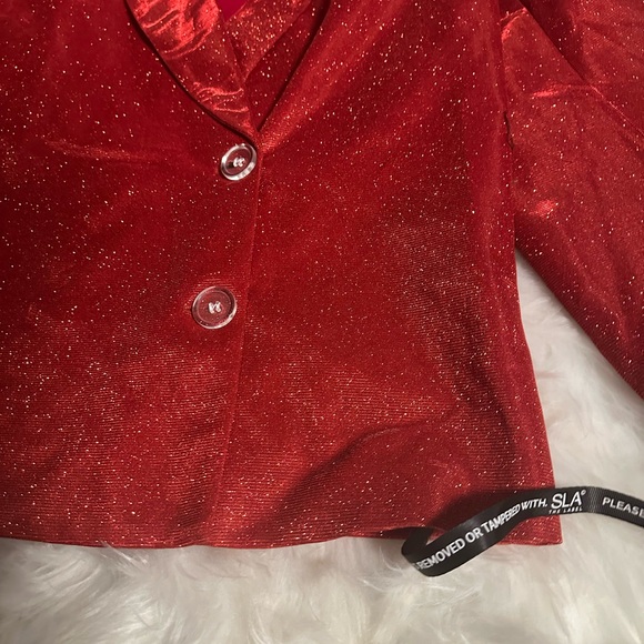 SLA THE LABEL Red Paloma Sparkle Blazer - Picture 2 of 6